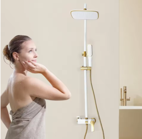 Gouden Badkamer Doucheset Wandmontage met Regendouche en Handdouche