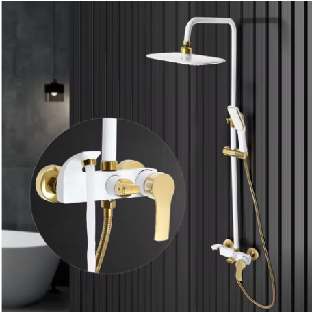 Gouden Badkamer Doucheset Wandmontage met Regendouche en Handdouche