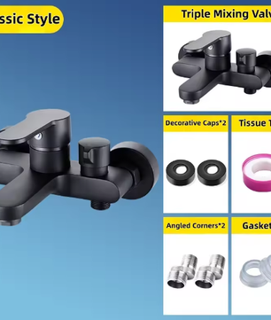 Massief Messing Douchekraan Mengkraan Set 3-Weg Badkamer