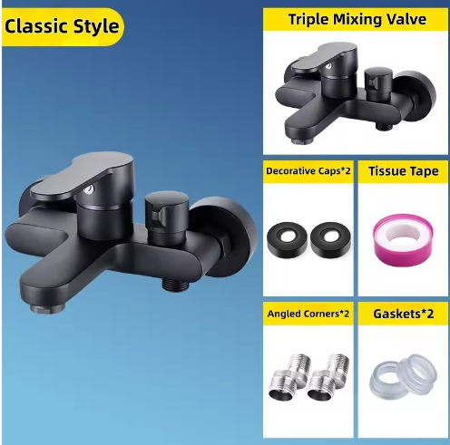 Massief Messing Douchekraan Mengkraan Set 3-Weg Badkamer