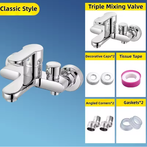 Massief Messing Douchekraan Mengkraan Set 3-Weg Badkamer