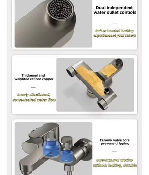 Massief Messing Douchekraan Mengkraan Set 3-Weg Badkamer