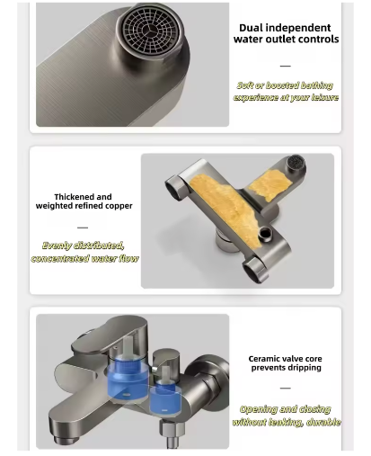 Massief Messing Douchekraan Mengkraan Set 3-Weg Badkamer