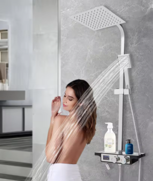 Moderne Douchekraan Set met Digitaal Display en 3 Spuitmodi