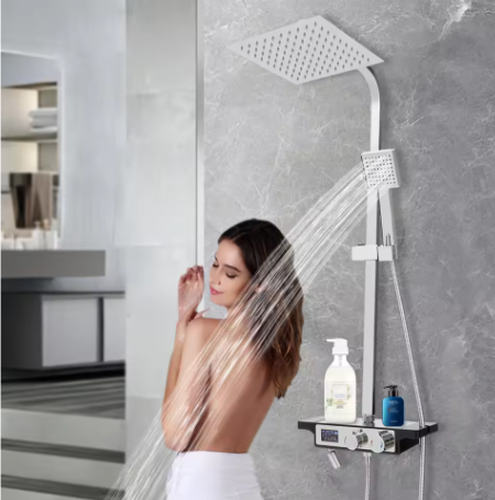 Moderne Douchekraan Set met Digitaal Display en 3 Spuitmodi