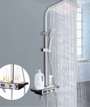 Moderne Douchekraan Set met Digitaal Display en 3 Spuitmodi