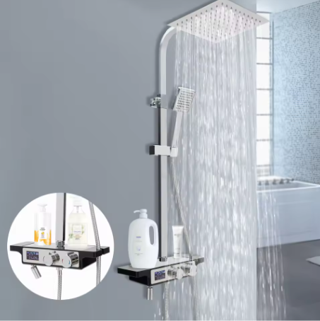 Moderne Douchekraan Set met Digitaal Display en 3 Spuitmodi