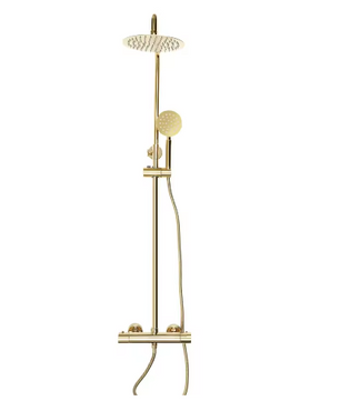 Gouden Messing Douchekolom Retro met Thermostaat