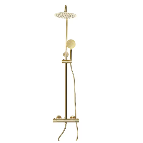 Gouden Messing Douchekolom Retro met Thermostaat