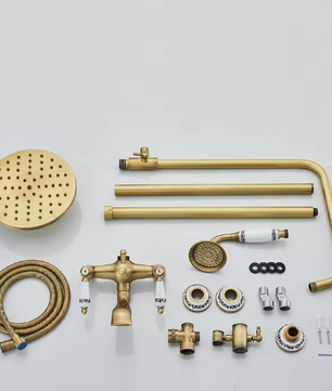 Retro Douchesysteem Messing met Regendouche en Handdouche