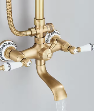 Retro Douchesysteem Messing met Regendouche en Handdouche