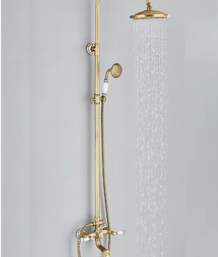 Retro Douchesysteem Messing met Regendouche en Handdouche