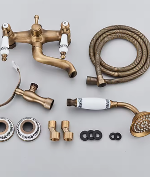 Retro Bad- en Douchekraan Messing met Draaibare Uitloop