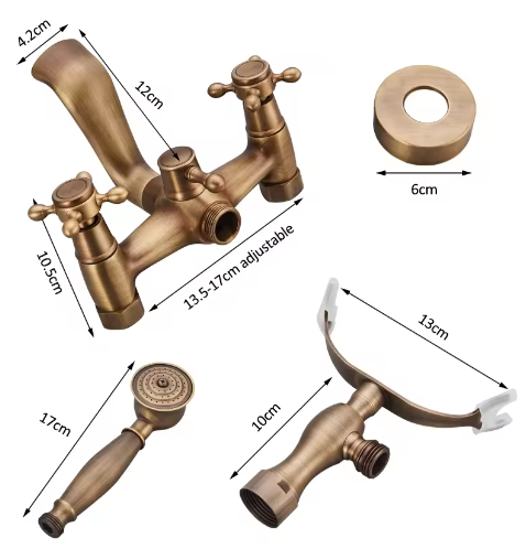 Retro Bad- en Douchekraan Messing met Draaibare Uitloop