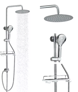 Chroom Douchekraan Set – Wandmontage Regendouche en Douchekolom Mengkraan