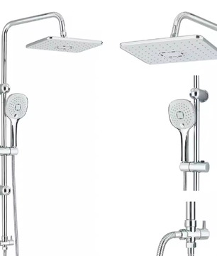 Chroom Douchekraan Set – Wandmontage Regendouche en Douchekolom Mengkraan