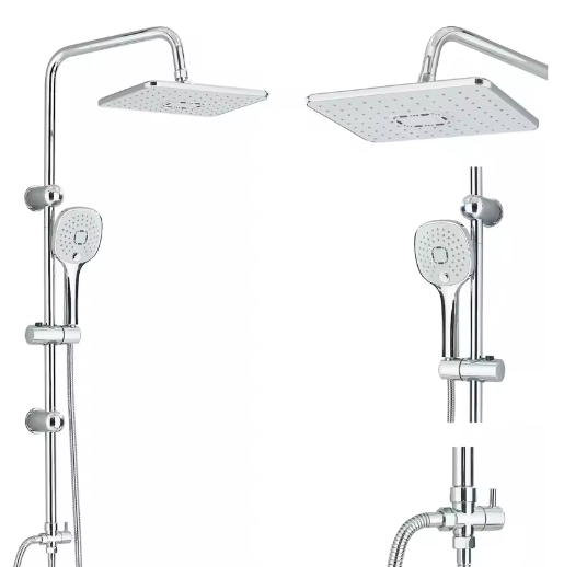 Chroom Douchekraan Set – Wandmontage Regendouche en Douchekolom Mengkraan