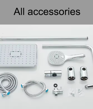 Chroom Douchekraan Set – Wandmontage Regendouche en Douchekolom Mengkraan