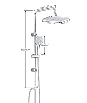 Chroom Douchekraan Set – Wandmontage Regendouche en Douchekolom Mengkraan