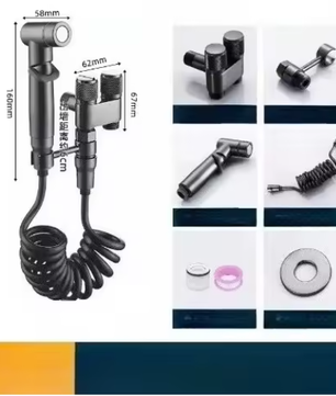 Hygiënische Douche Bidet Set – Dubbele Uitlaat Hoekstopkraan en Toiletsproeier