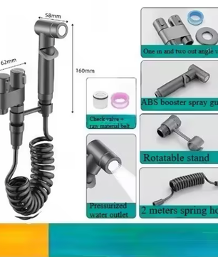 Hygiënische Douche Bidet Set – Dubbele Uitlaat Hoekstopkraan en Toiletsproeier