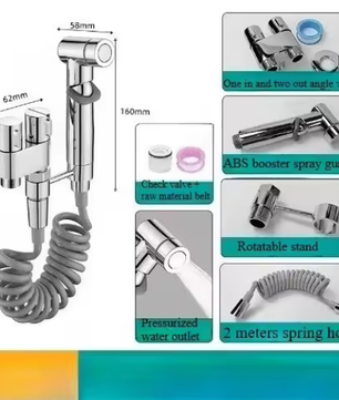 Hygiënische Douche Bidet Set – Dubbele Uitlaat Hoekstopkraan en Toiletsproeier