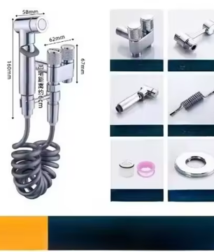 Hygiënische Douche Bidet Set – Dubbele Uitlaat Hoekstopkraan en Toiletsproeier