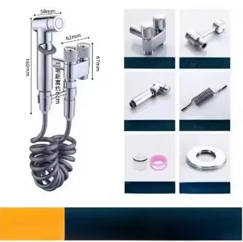 Hygiënische Douche Bidet Set – Dubbele Uitlaat Hoekstopkraan en Toiletsproeier