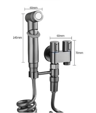 Hygiënische Douche Bidet Set – Dubbele Uitlaat Hoekstopkraan en Toiletsproeier