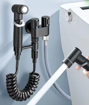 Hygiënische Douche Bidet Set – Dubbele Uitlaat Hoekstopkraan en Toiletsproeier