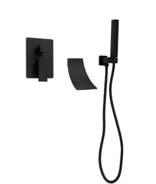 Zwarte Baddoucheset – Modern Wandmontage 2-Modus Hand- en Kuipuitloop