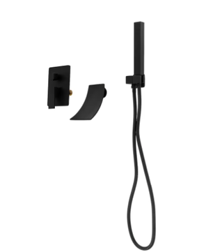 Zwarte Baddoucheset – Modern Wandmontage 2-Modus Hand- en Kuipuitloop