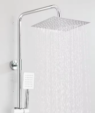 Chroom Thermostatische Douchekraan Set – 8" Regendouche en Handdouche, Messing Mengkraan