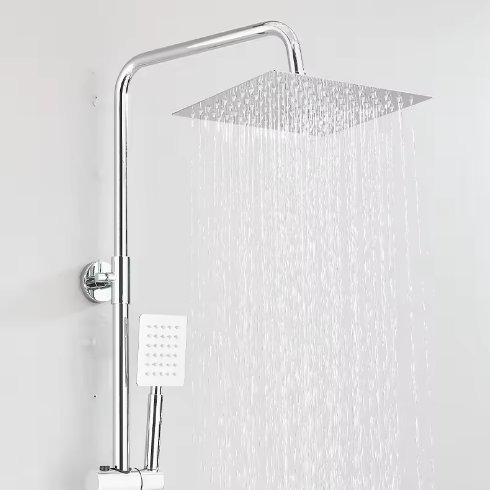 Chroom Thermostatische Douchekraan Set – 8" Regendouche en Handdouche, Messing Mengkraan