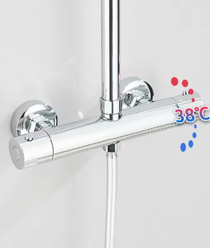 Chroom Thermostatische Douchekraan Set – 8" Regendouche en Handdouche, Messing Mengkraan