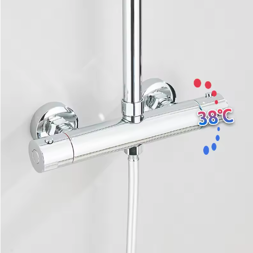 Chroom Thermostatische Douchekraan Set – 8" Regendouche en Handdouche, Messing Mengkraan