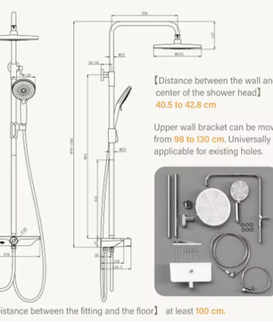 Badkamer Douchesysteem Set – Wandmontage Roestvrij Staal en Plank