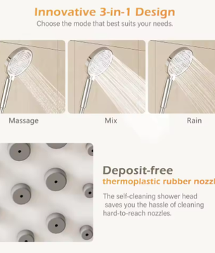 Badkamer Douchesysteem Set – Wandmontage Roestvrij Staal en Plank