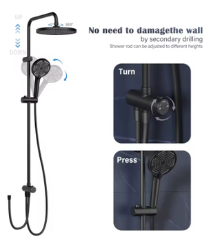 Regendoucheset RVS Douchekolom met Ronde Hoofddouche
