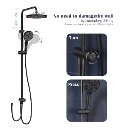 Regendoucheset RVS Douchekolom met Ronde Hoofddouche