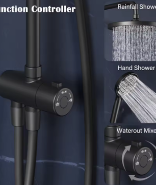 Regendoucheset RVS Douchekolom met Ronde Hoofddouche