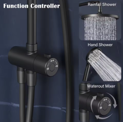 Regendoucheset RVS Douchekolom met Ronde Hoofddouche