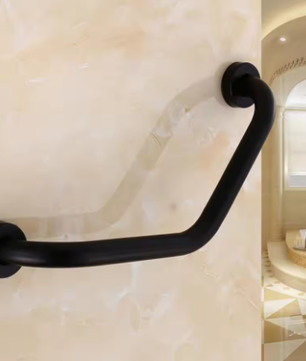 Antislip Badkamer Handgreep Veiligheidsleuning RVS Zwart