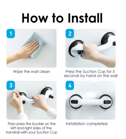 2-Pack Antislip Douche Handgrepen met Zuignap