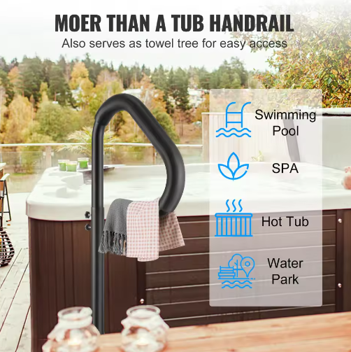 360° Draaibare Bubbelbadleuning met Verstelbare Hoogte