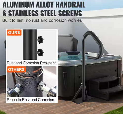 360° Draaibare Bubbelbadleuning met Verstelbare Hoogte