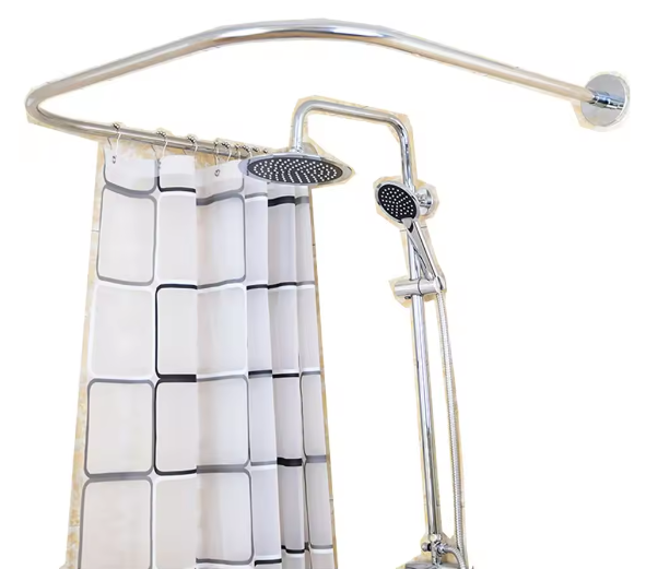 U-Vorm Douchegordijnstang Zonder Boren – RVS Badrail