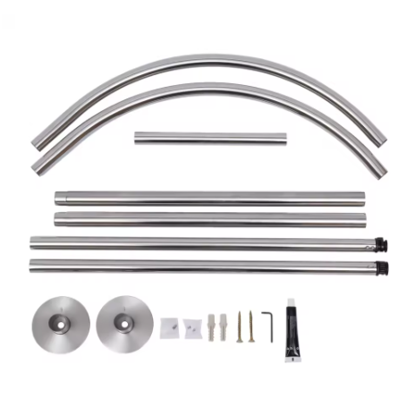 U-Vorm Douchegordijnstang Zonder Boren – RVS Badrail