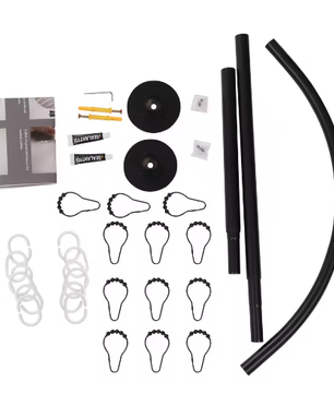 L-vormige Douchegordijnstang Hoek – RVS, Zonder Boren, Inclusief 12 Kogelhaken