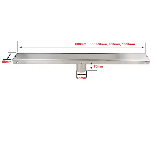 RVS Lineaire Doucheafvoer Met Middenuitlaat – Zwaar Uitgevoerd Badkamerrooster